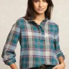 Fashion River Woods Geruite blouse pofmouwen -