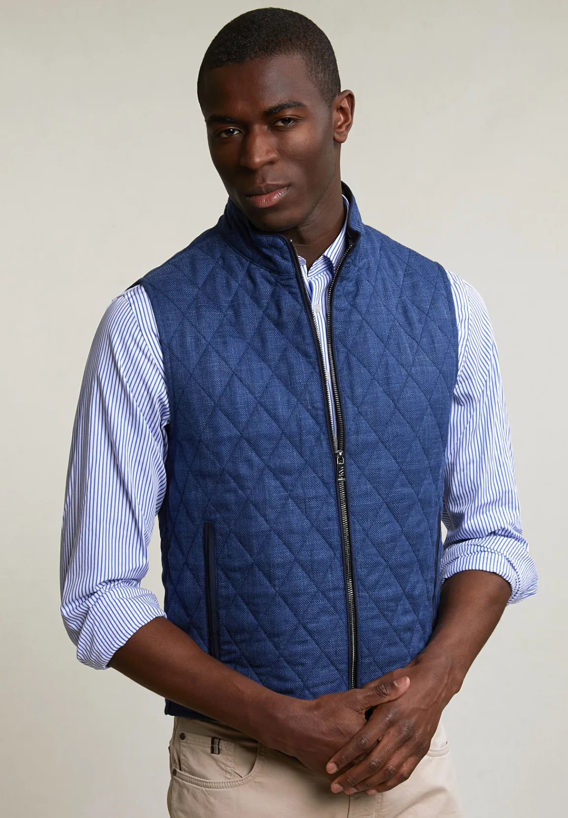 Sale River Woods Geruite gewatteerde bodywarmer blauw -