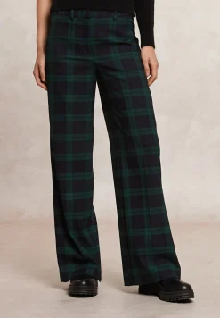 New River Woods Geruite wijde broek groen/blauw -