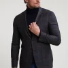Discount River Woods Geruite zuivere scheerwol-kasjmier blazer bruin/blauw -