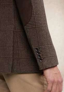 Hot River Woods Geruite zuivere scheerwol-kasjmier blazer bruin -
