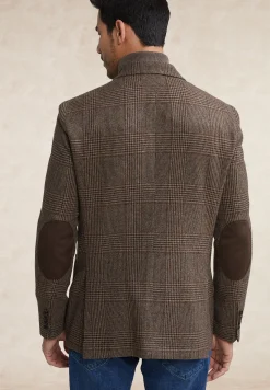Hot River Woods Geruite zuivere scheerwol-kasjmier blazer bruin -