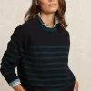 Discount River Woods Gestreepte alpaca-wol trui ronde hals navy/groen -