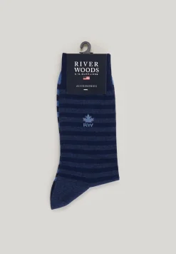 Online River Woods Gestreepte katoenen sokken storm blue -