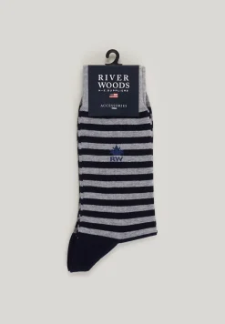 New River Woods Gestreepte katoenen sokken oyster mix -