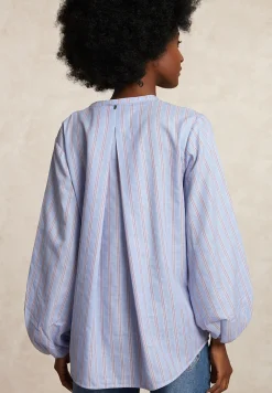 New River Woods Gestreepte oversized blouse lange mouwen rood/blauw -