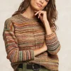 New River Woods Gestreepte wollen trui ronde hals multi -
