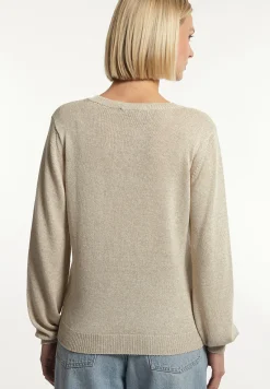 Hot River Woods Glittertrui ronde hals lange mouwen beige -