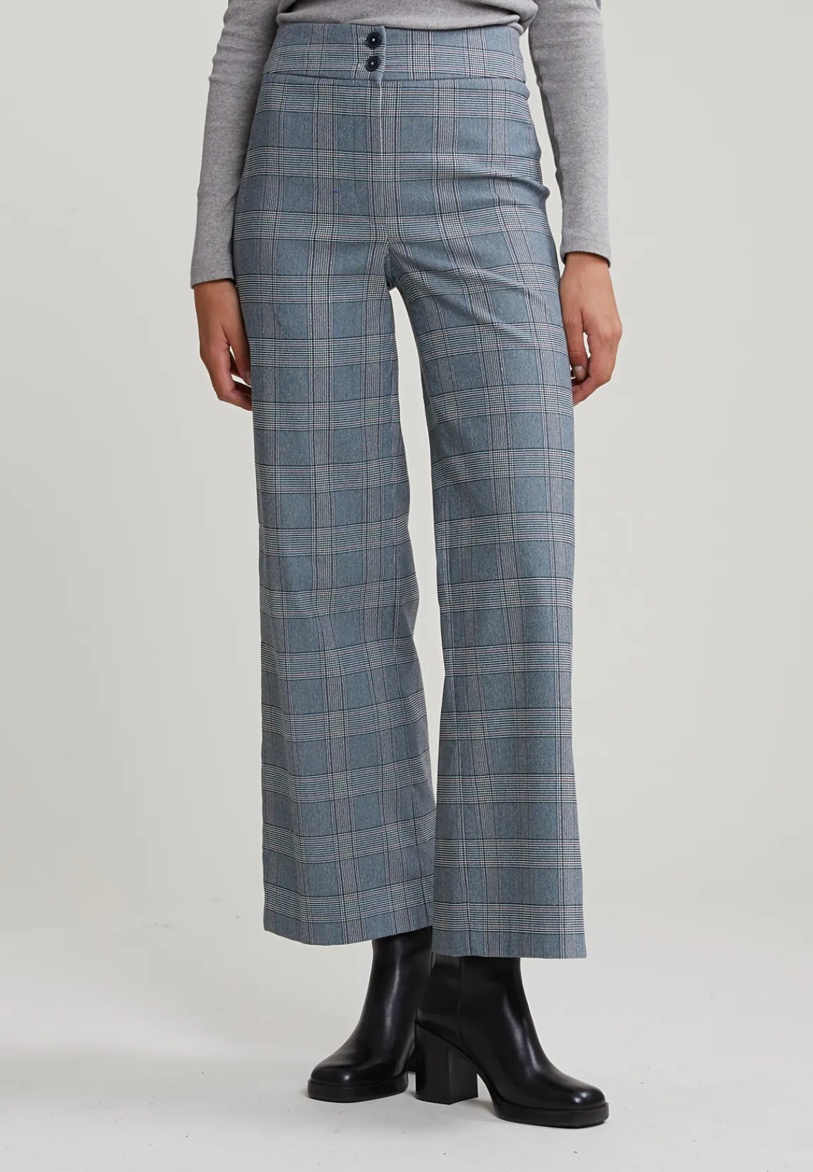 Outlet River Woods Grijs/roze klassieke geruite broek -