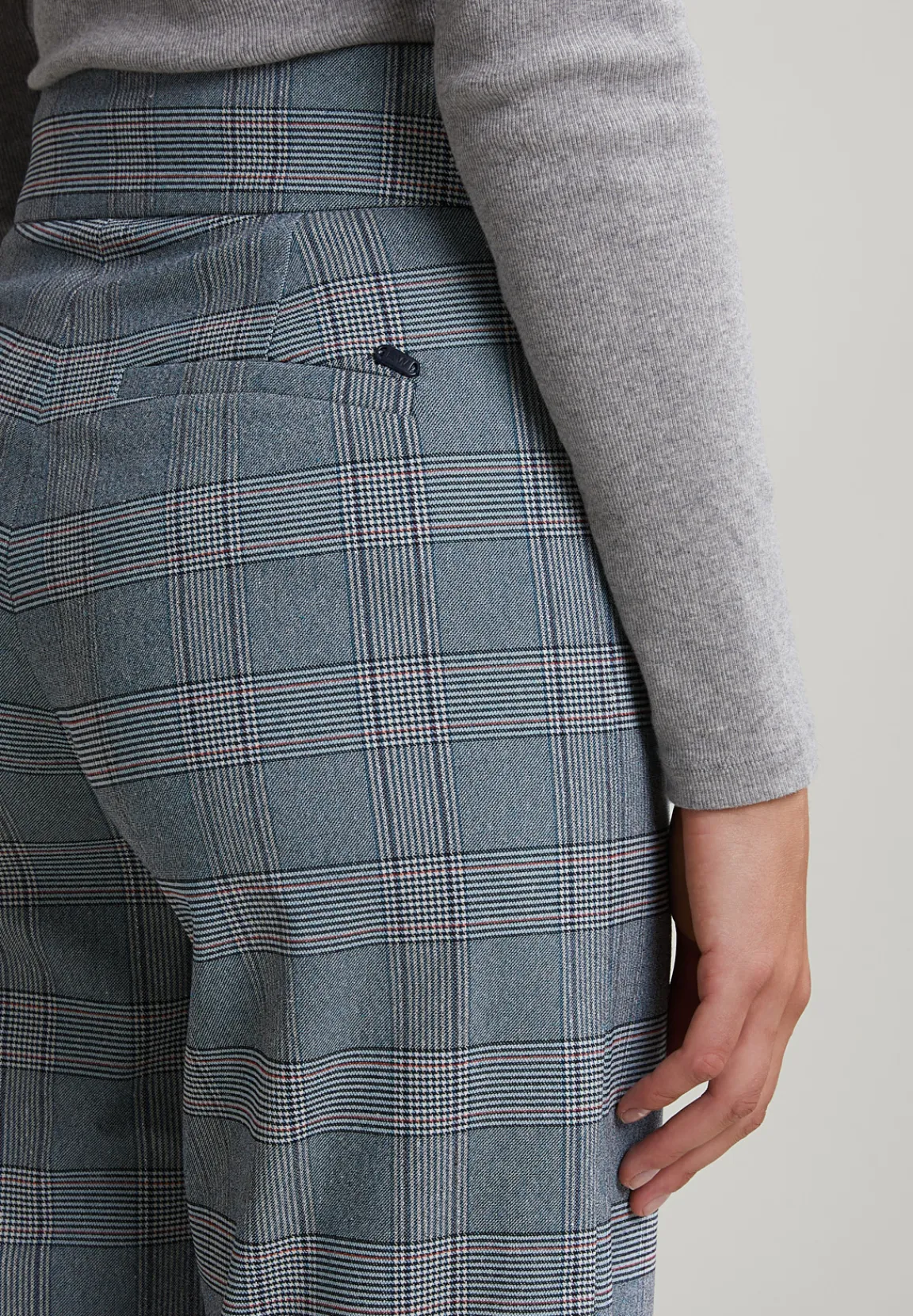 Outlet River Woods Grijs/roze klassieke geruite broek -