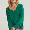 Online River Woods Groene basic V-hals trui lange mouwen -