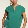 Online River Woods Groene blouse met V-hals en korte mouwen -