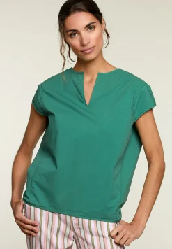 Online River Woods Groene blouse met V-hals en korte mouwen -