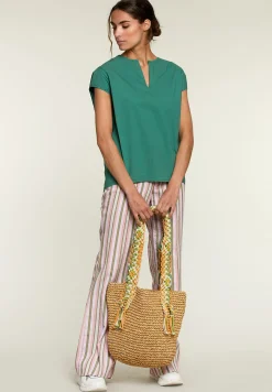 Online River Woods Groene blouse met V-hals en korte mouwen -