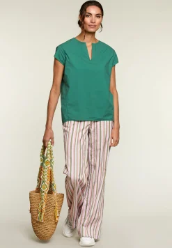 Online River Woods Groene blouse met V-hals en korte mouwen -