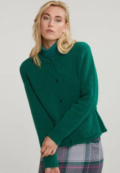 Fashion River Woods Groene cardigan ronde hals opgestikte zakken -