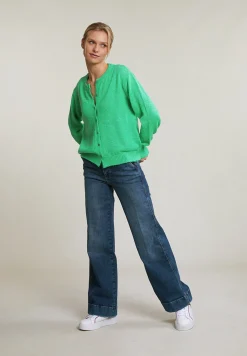Hot River Woods Groene geknoopte cardigan ronde hals -