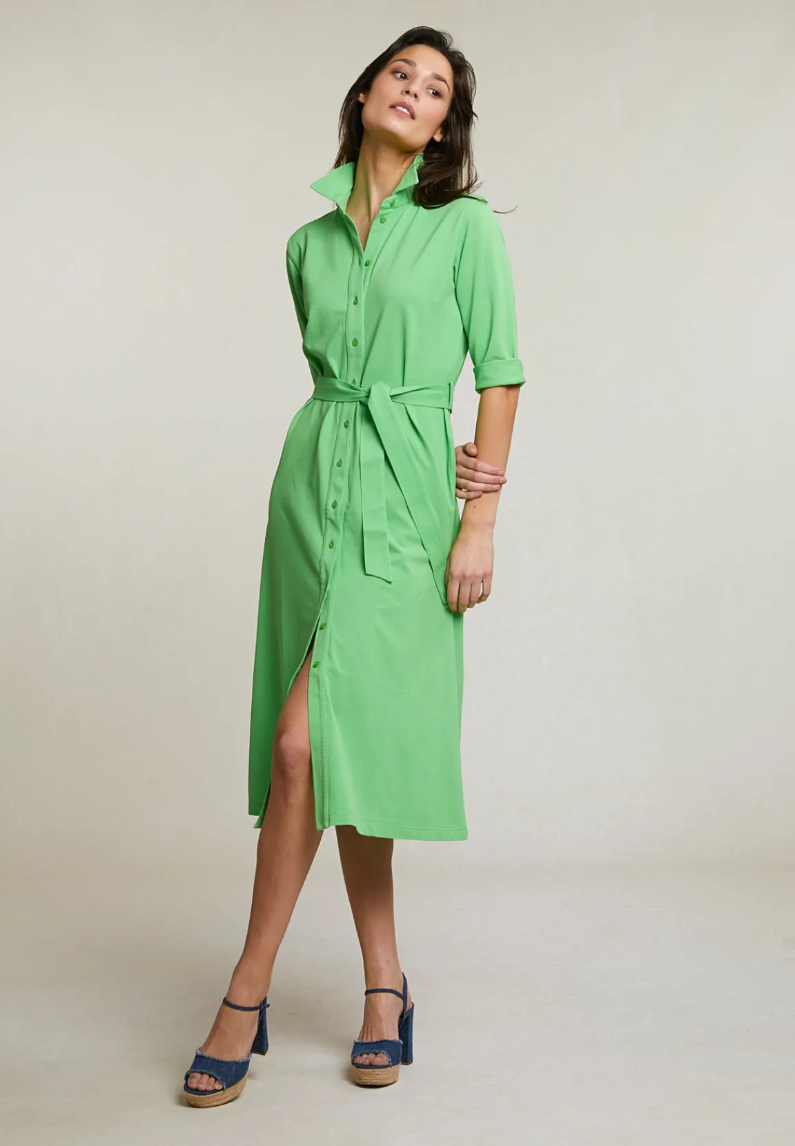 Hot River Woods Groene geknoopte polojurk 3/4 mouwen -