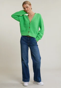 Online River Woods Groene geknoopte V-hals cardigan lange mouwen -