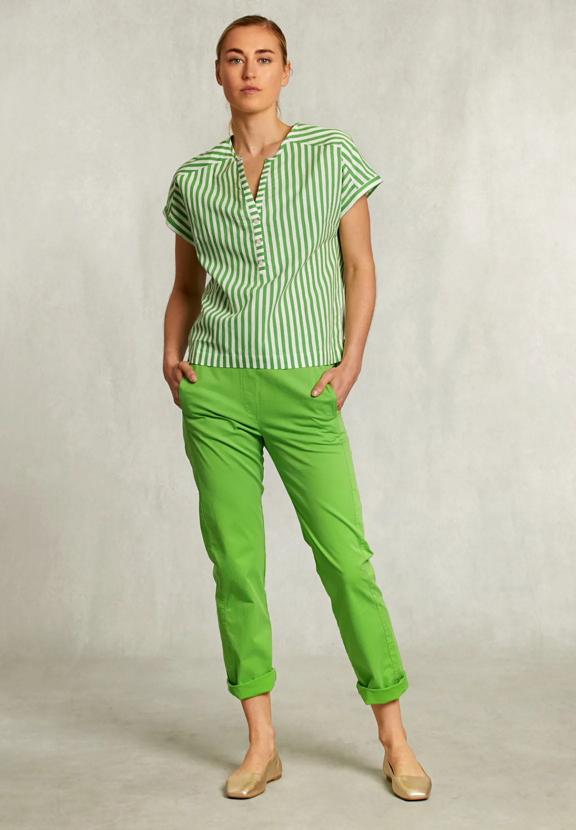 Sale River Woods Groene katoenen broek elastische taille -