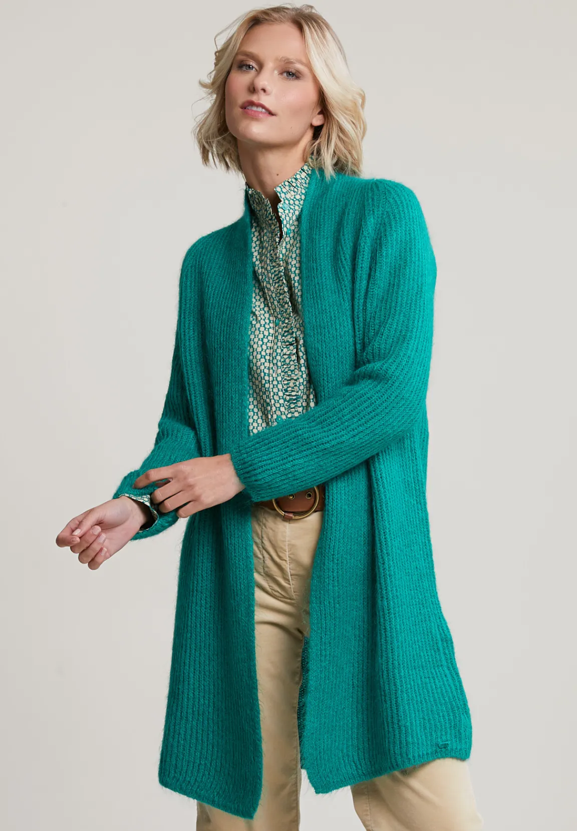 New River Woods Groene lange cardigan lange mouwen -