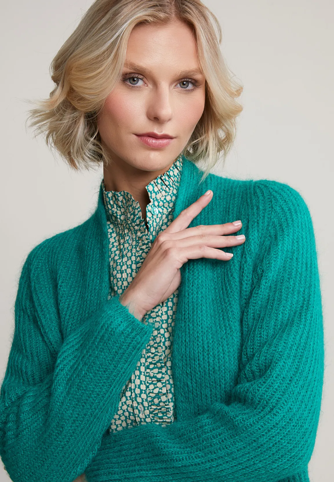 New River Woods Groene lange cardigan lange mouwen -