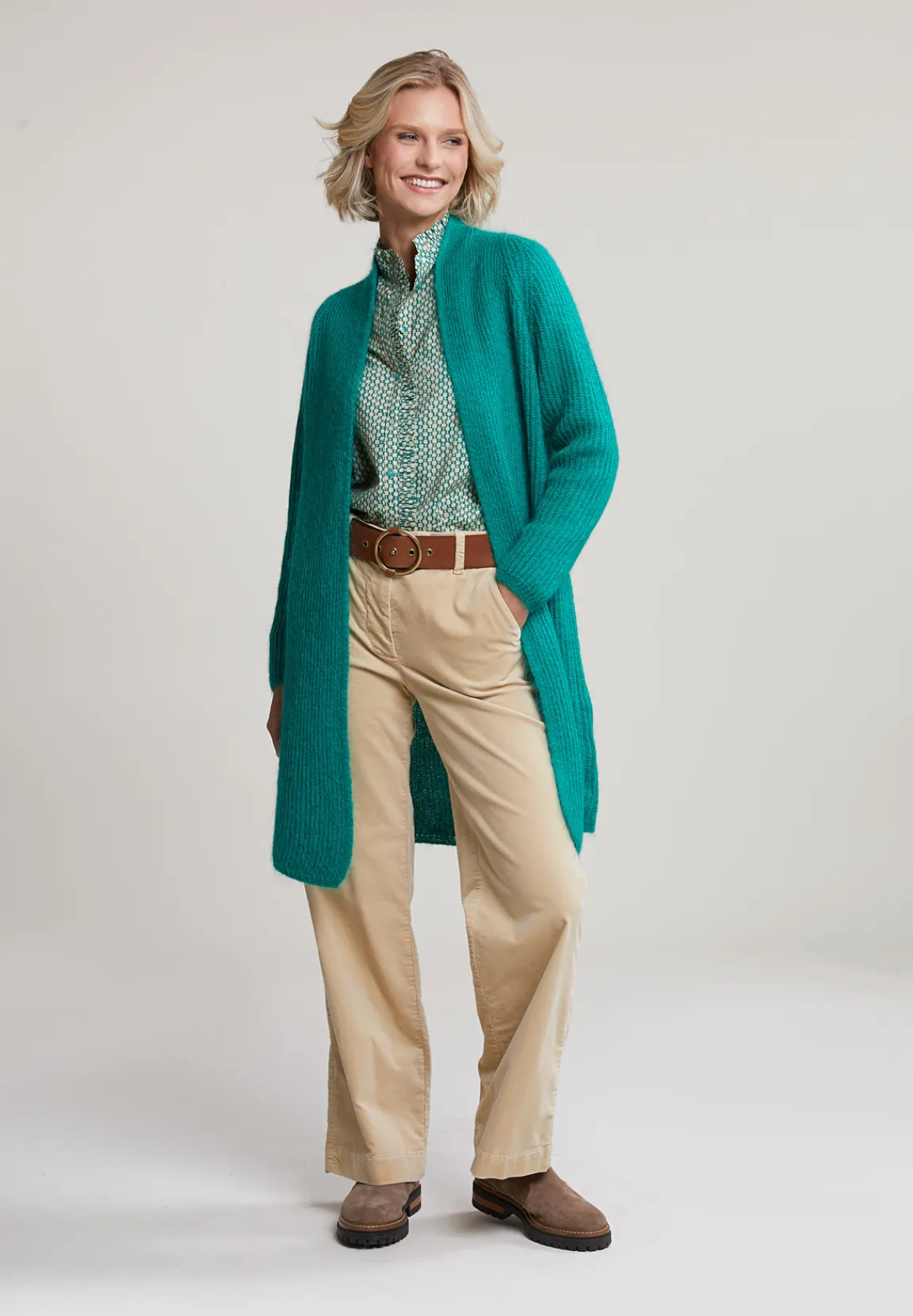 New River Woods Groene lange cardigan lange mouwen -