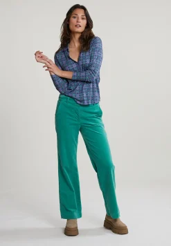 Discount River Woods Groene lange fluwelen broek -