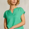Sale River Woods Groene linnen V-hals T-shirt -