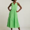 Clearance River Woods Groene mouwloze V-hals jurk -