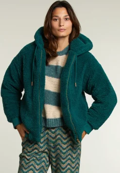 Best River Woods Groene oversized bomberjack met kap -