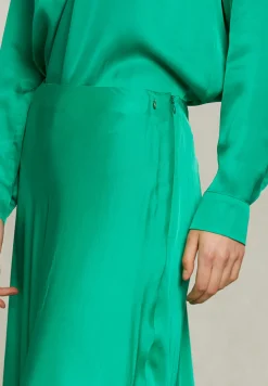 Fashion River Woods Groene satijnen lange rok -
