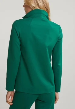 New River Woods Groene V-hals blouse opgestikte zakken -