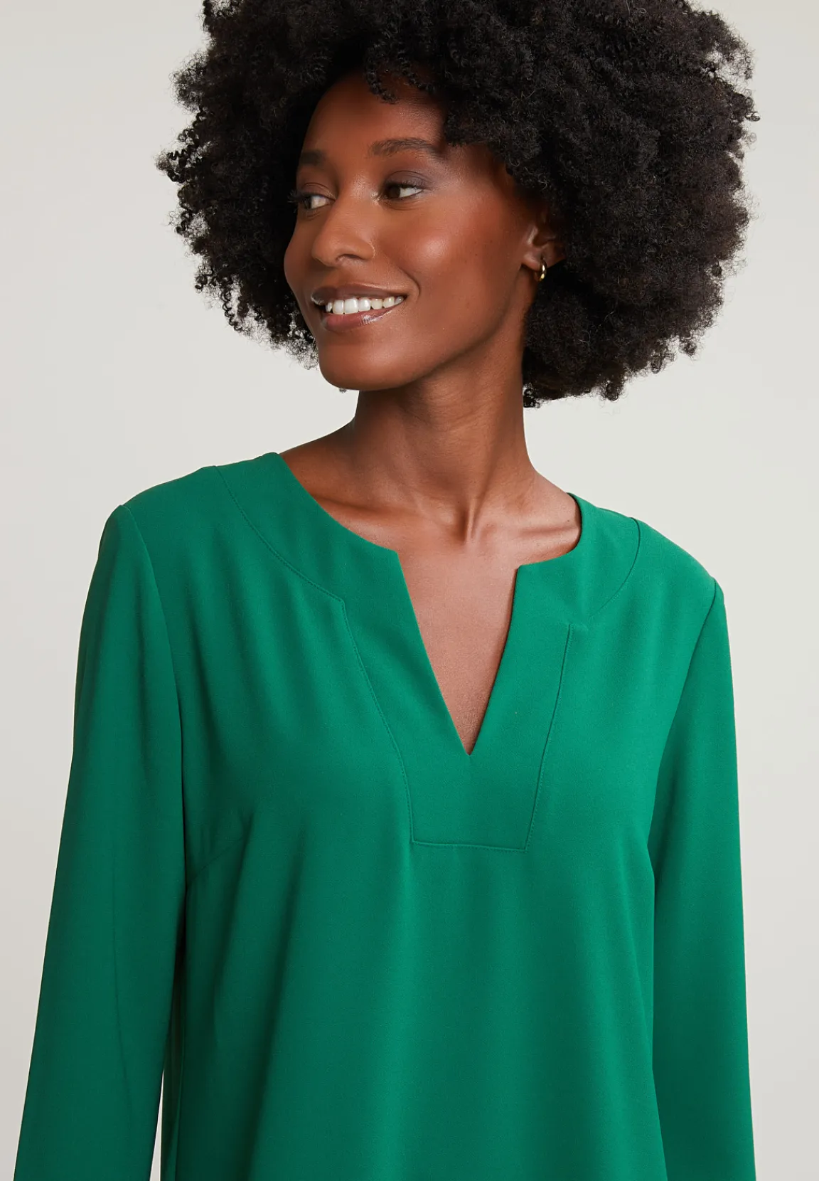 Clearance River Woods Groene V-hals jurk lange mouwen -