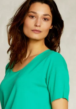 Discount River Woods Groene viscose trui korte mouwen -
