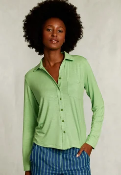 New River Woods Groene viscose T-shirt met zak -