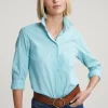 Best River Woods Groen/wit gestreepte blouse lange mouwen -