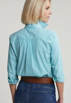 Best River Woods Groen/wit gestreepte blouse lange mouwen -