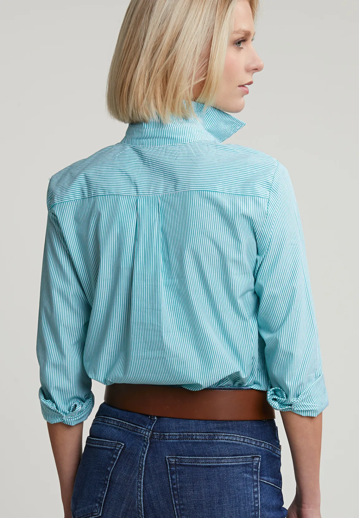 Best River Woods Groen/wit gestreepte blouse lange mouwen -