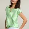 Hot River Woods Groen/wit gestreepte V-hals T-shirt -