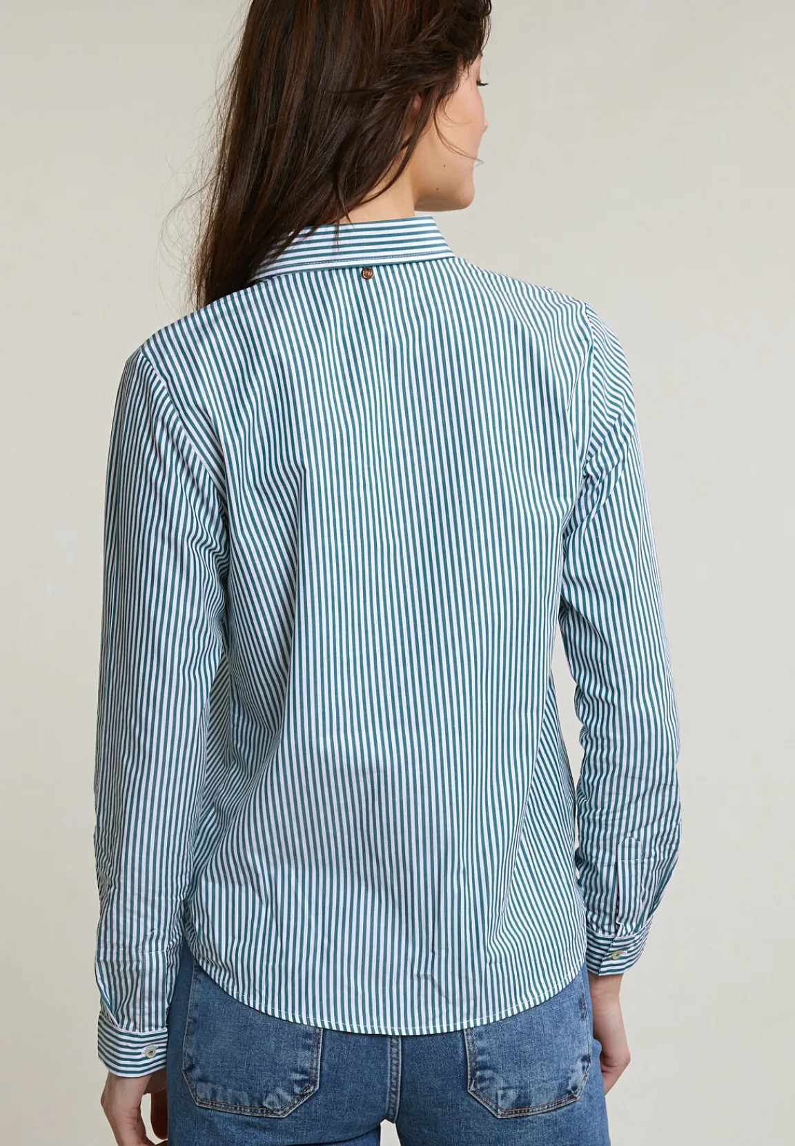 Best River Woods Groen/wit katoenen gestreepte blouse -