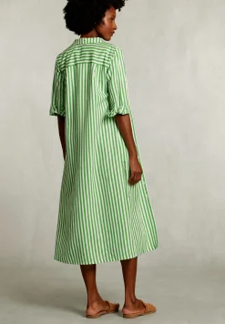 Discount River Woods Groen/wit lange gestreepte jurk -