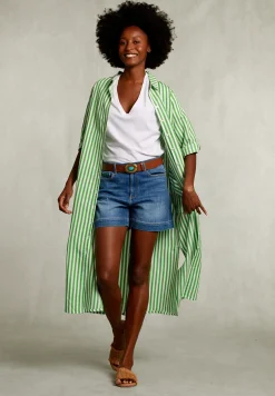Discount River Woods Groen/wit lange gestreepte jurk -