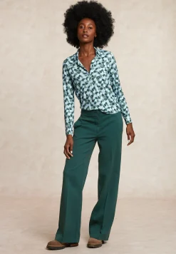 Hot River Woods Jersey fantasie V-hals blouse blauw -