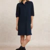 Outlet River Woods Jurk 3/4 mouwen opgestikte zakken blauw -