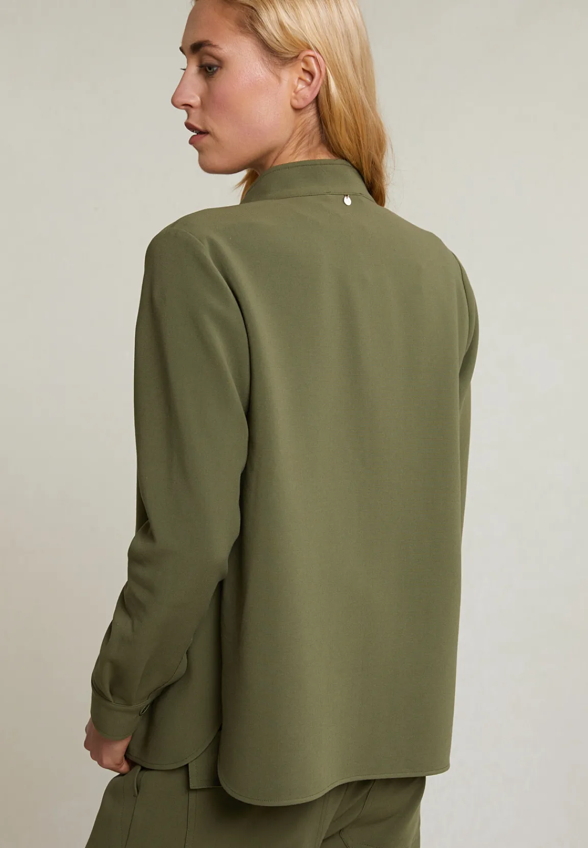 Sale River Woods Kaki geknoopte blouse lange mouwen -