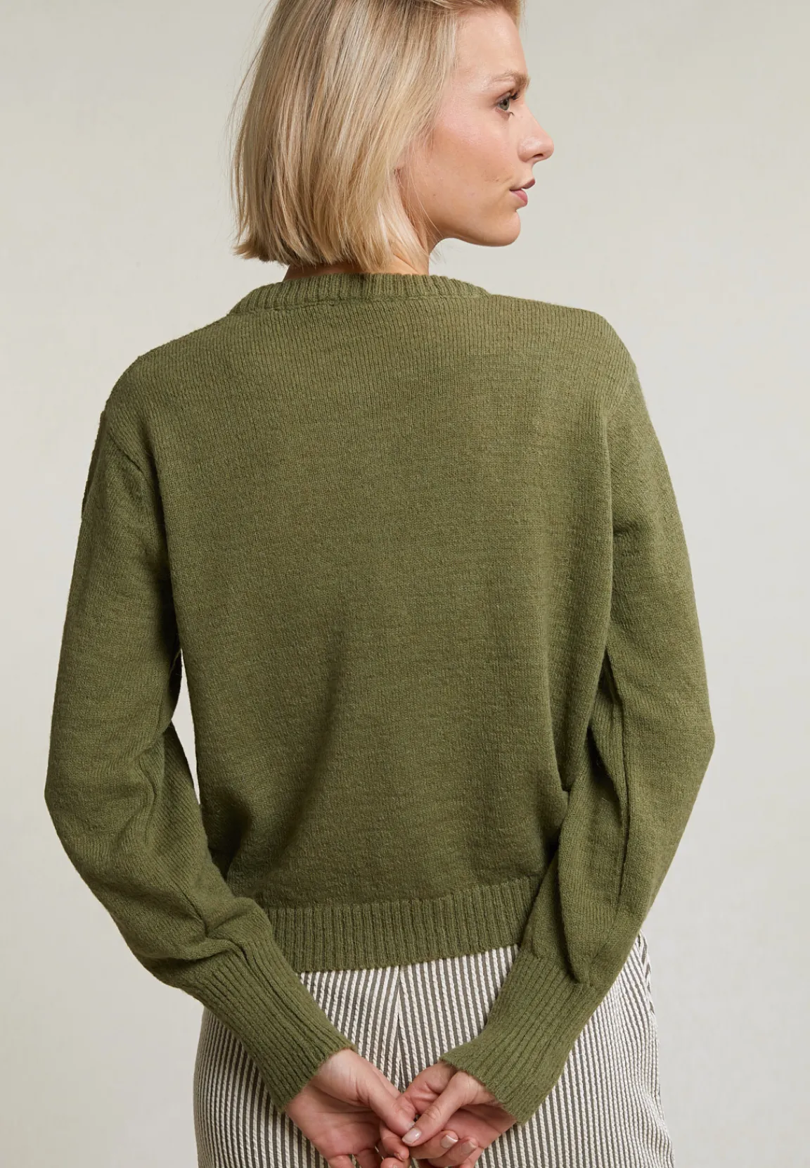 Clearance River Woods Kaki geknoopte cardigan ronde hals -