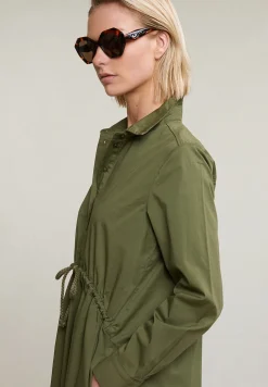 Hot River Woods Kaki lange wijde jurk met trekkoord -