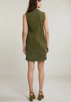 Outlet River Woods Kaki mouwloze V-hals jurk -