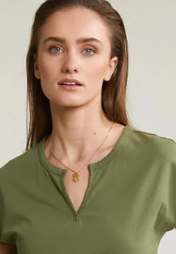 Sale River Woods Kaki mouwloze V-hals T-shirt -